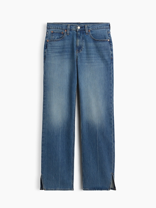 Image number 5 showing, Mid Rise Split-Hem Relaxed Straight Jeans