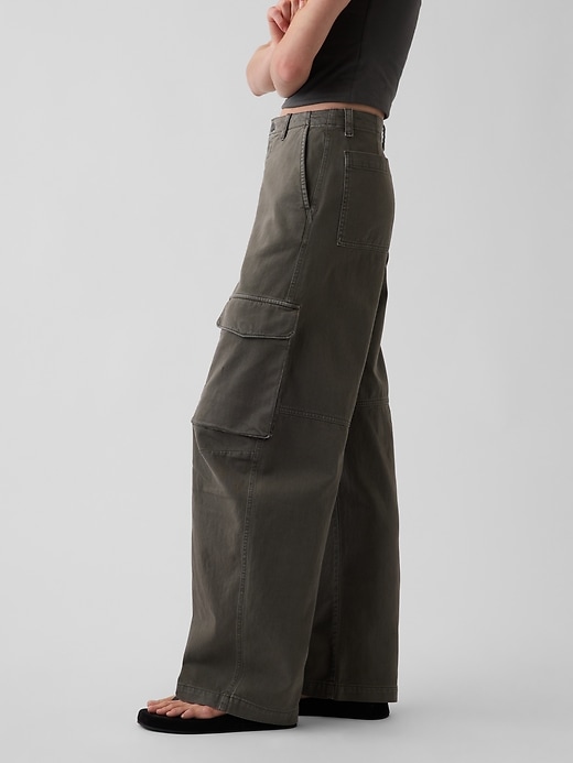 Image number 3 showing, Low Rise Twill Baggy Barrel Cargo Pants