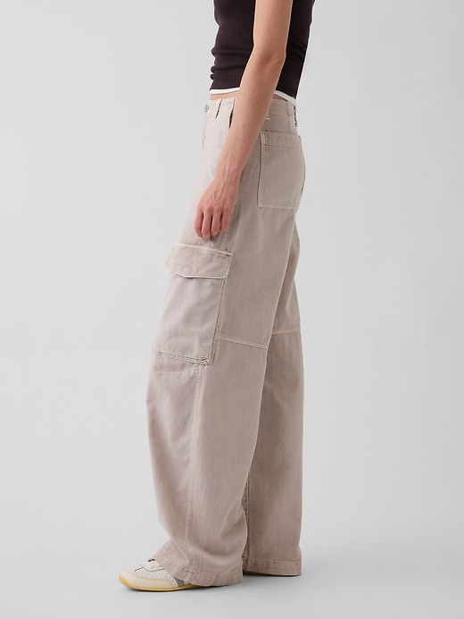 Image number 3 showing, Low Rise Twill Baggy Barrel Cargo Pants