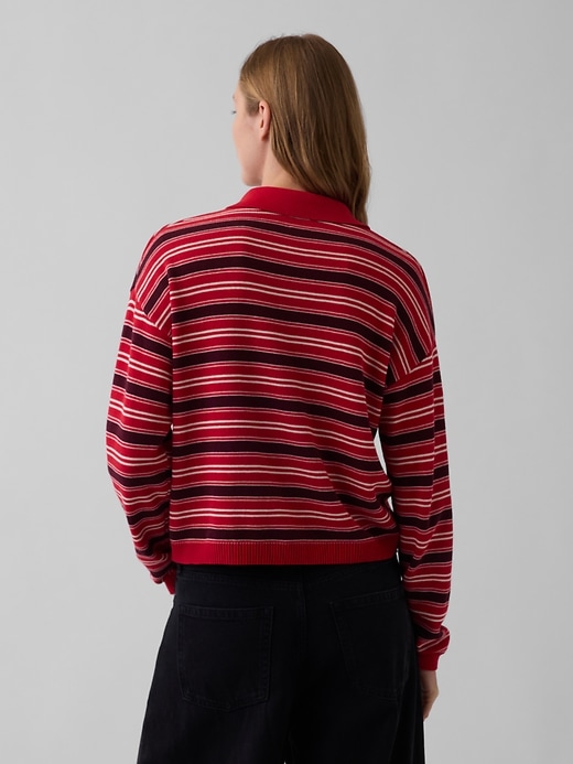Image number 3 showing, 100% Cotton Relaxed Polo Sweater