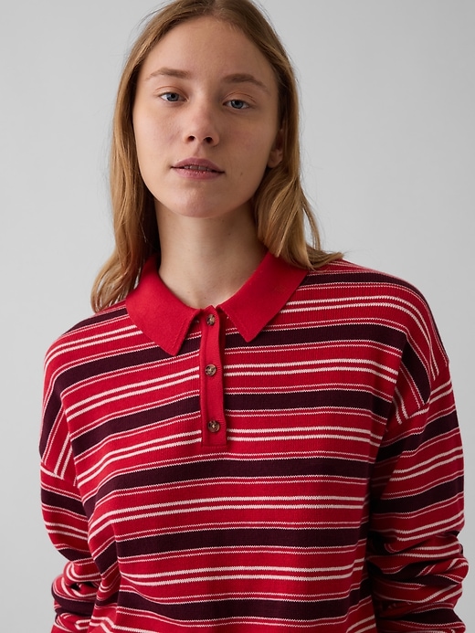 Image number 4 showing, 100% Cotton Relaxed Polo Sweater