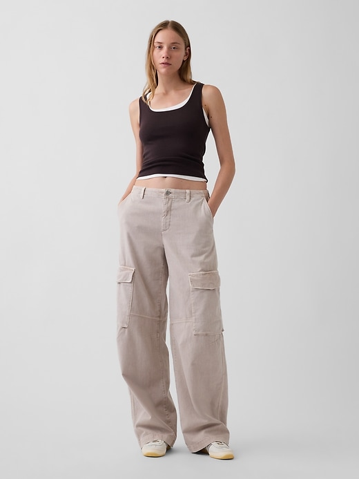 Image number 1 showing, Low Rise Twill Baggy Barrel Cargo Pants
