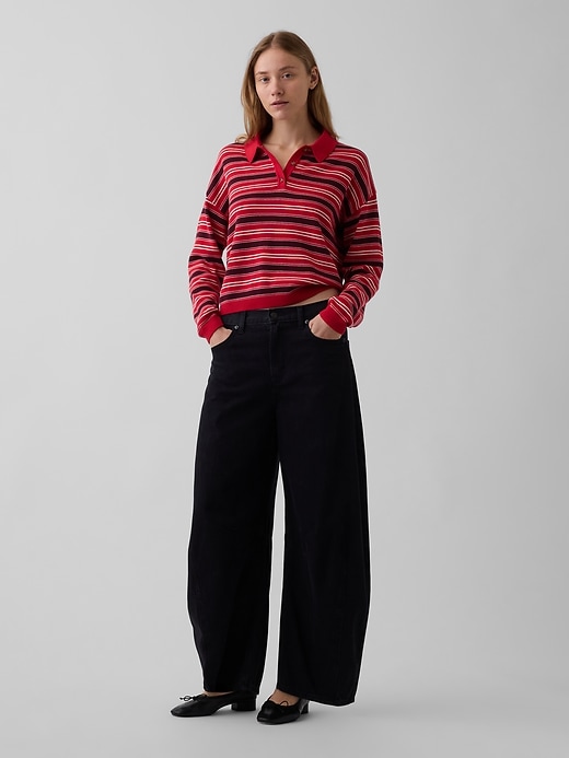 Image number 2 showing, 100% Cotton Relaxed Polo Sweater