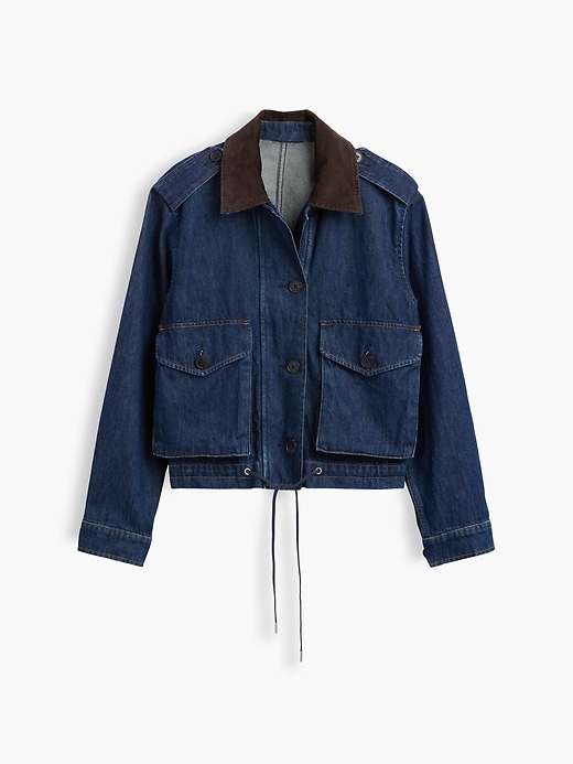 Image number 5 showing, Corduroy-Collar Relaxed Denim Jacket