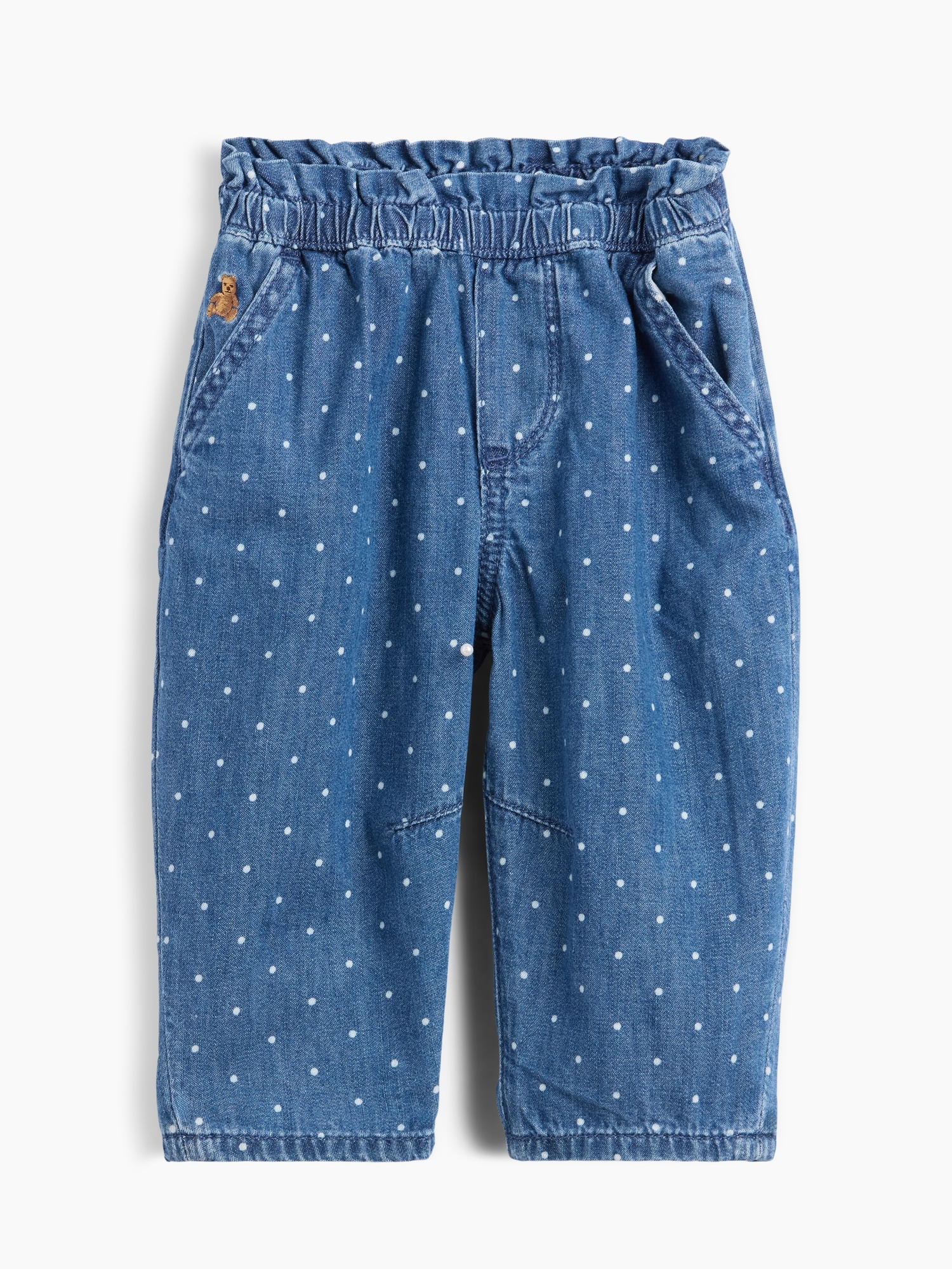 Baby Polka Dot Pull-On Ruffle Barrel Jeans