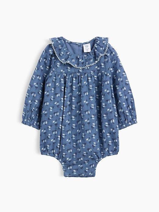 Image number 1 showing, Baby Ruffle Collar Floral Bubble Bodysuit