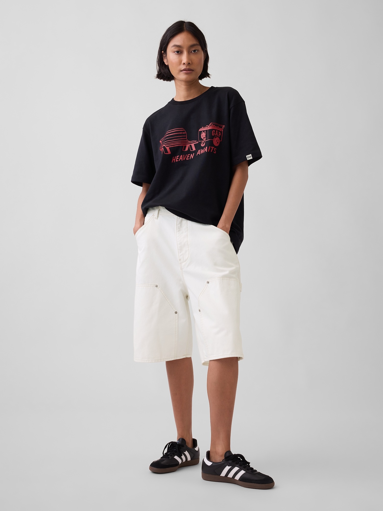 Шорты Gap Adult Los Tacos No. 1 Canvas Denim Baggy Carpenter, цвет: Серо-бежевый — фото 6