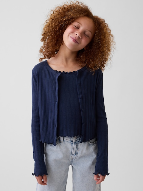 Kids Pointelle Rib Cardigan