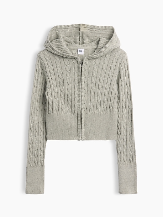 Image number 2 showing, Kids Cable-Knit Sweater Zip Hoodie
