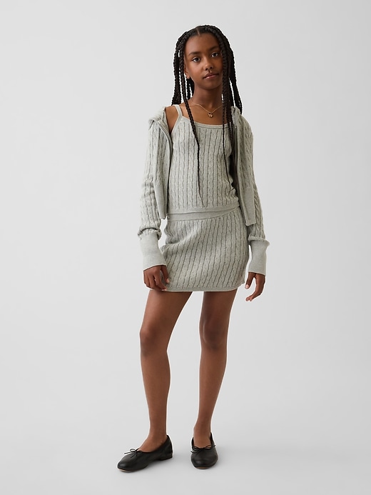 Image number 4 showing, Kids Cable-Knit Sweater Zip Hoodie