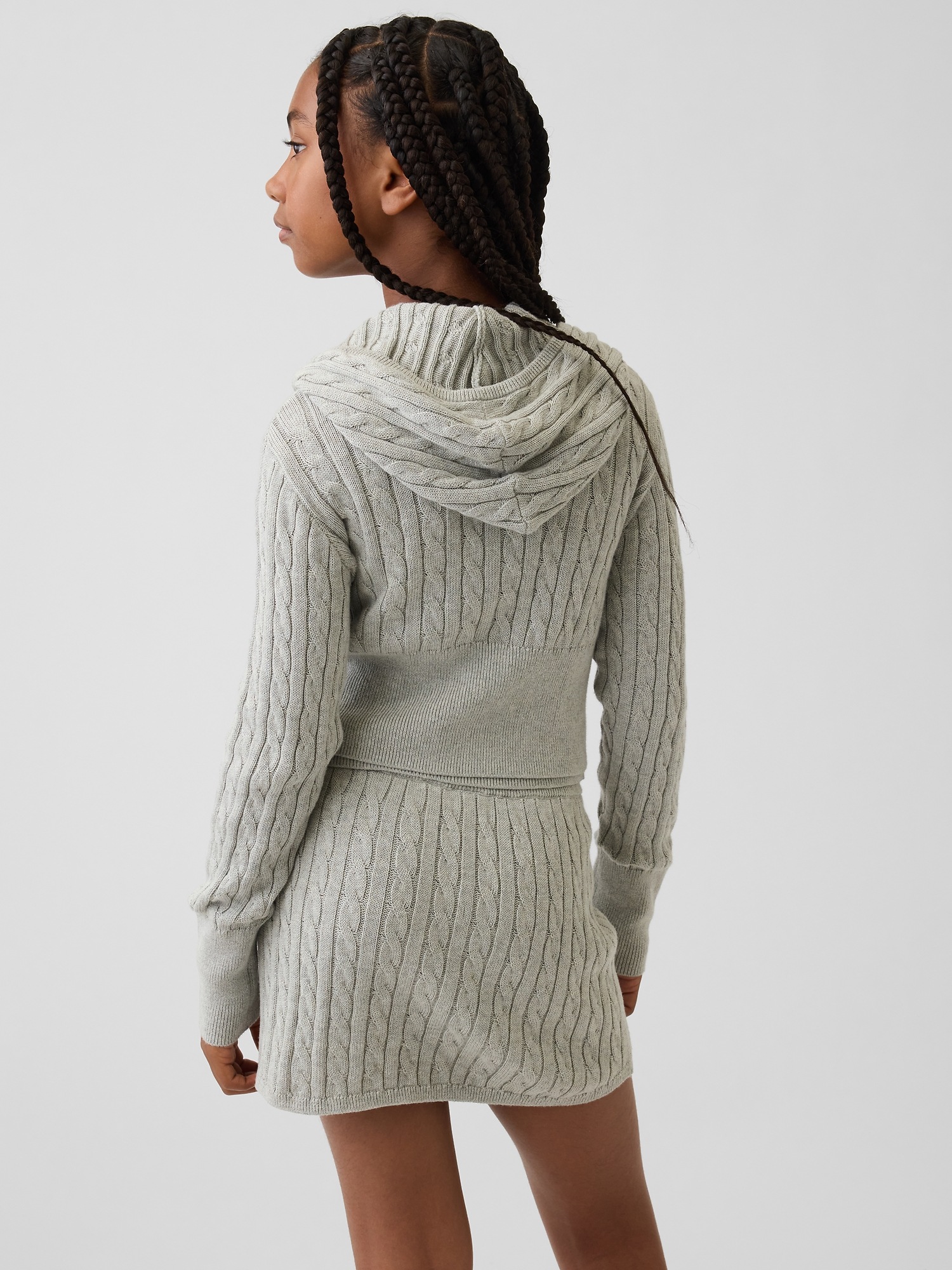 Детское худи Gap 100% Cotton Cable-Knit Sweater Zip, цвет: Серый — фото 3