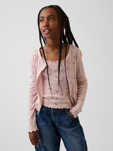 Kids Pointelle Rib Cardigan