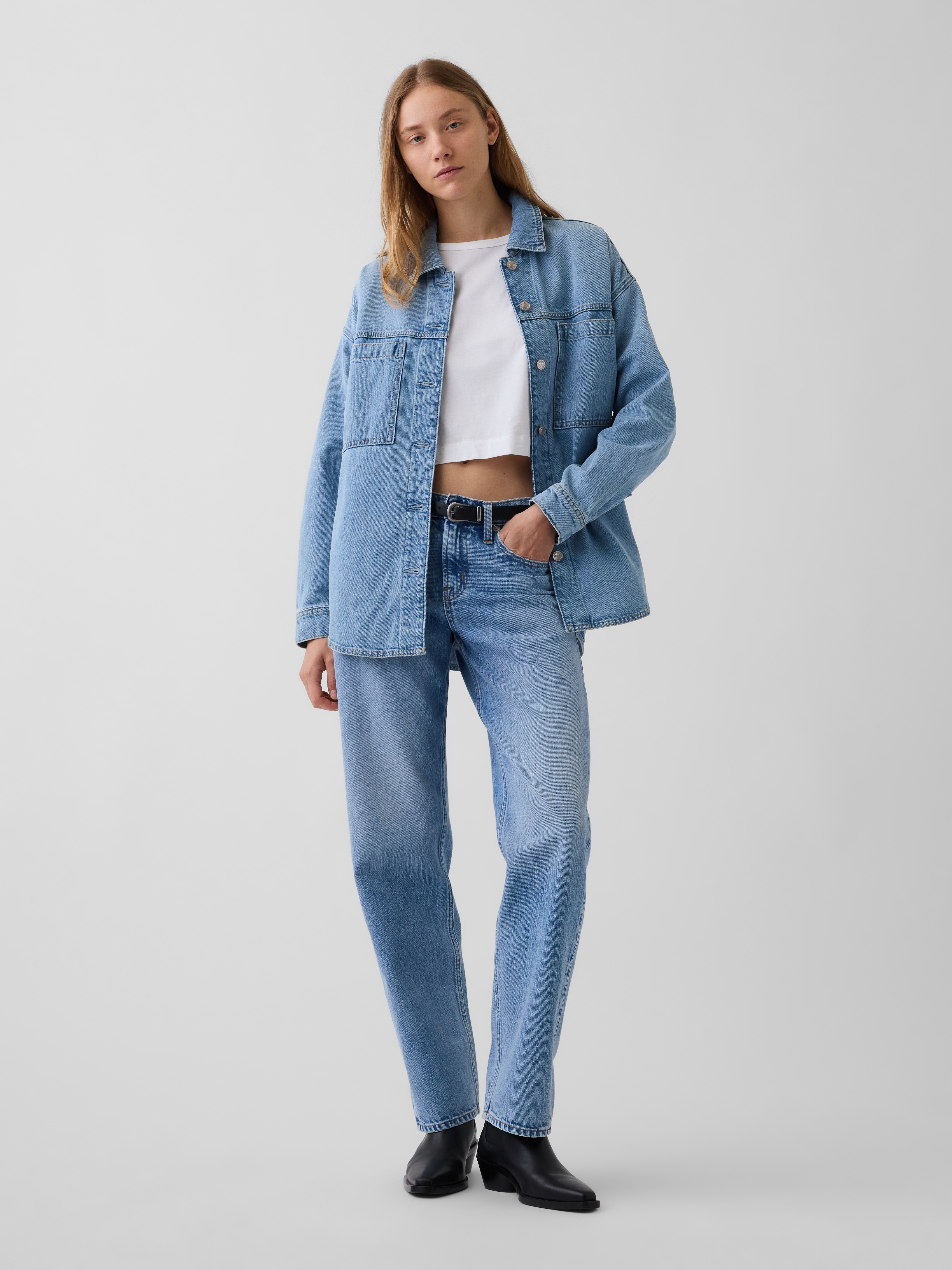 Mid Rise Straight Taper Jeans