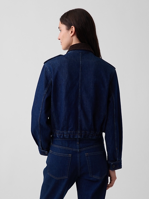 Image number 3 showing, Corduroy-Collar Relaxed Denim Jacket