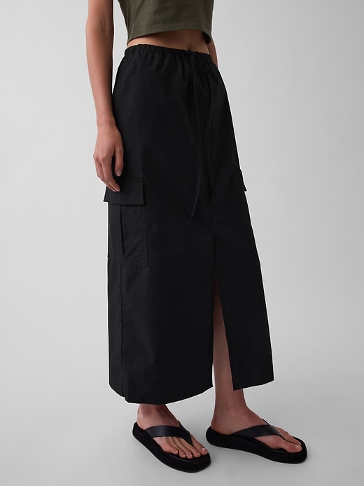 Image number 4 showing, Poplin Easy Cargo Maxi Skirt