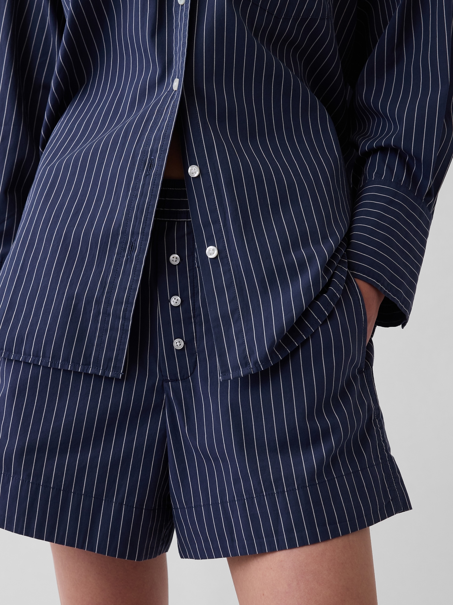 Organic Cotton Poplin Stripe Boxer Shorts