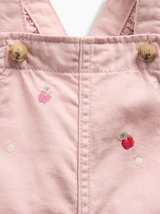 Image number 3 showing, Baby Embroidered Apple Ruffle Overalls