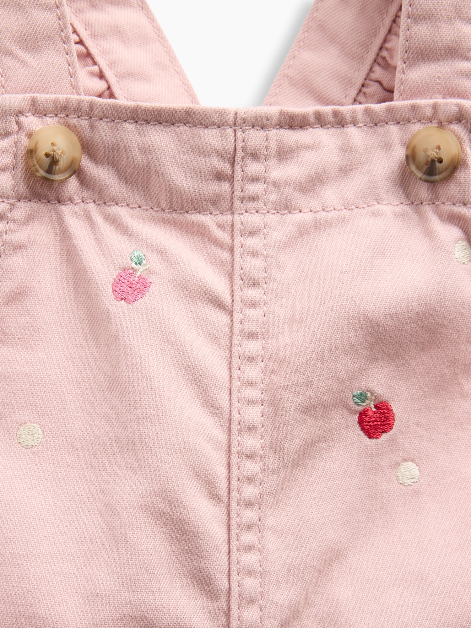 Baby Embroidered Apple Ruffle Overalls