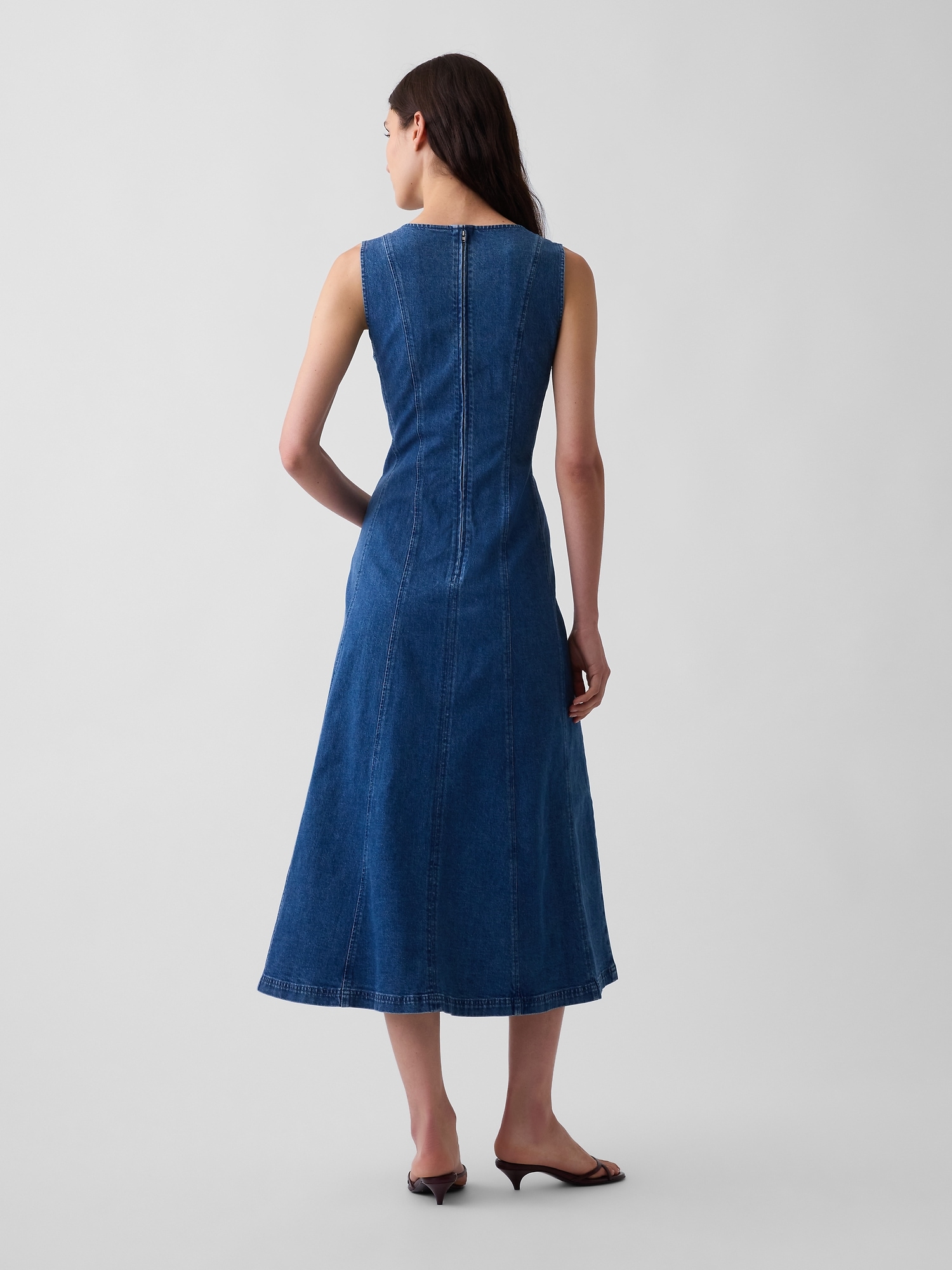 Seamed Denim Maxi Dress