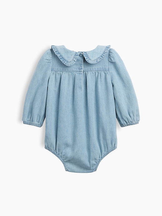 Image number 2 showing, Baby Embroidered Denim Bubble Bodysuit