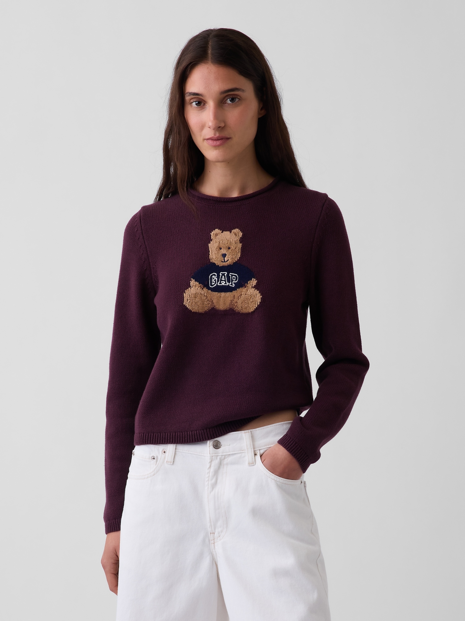 Gap 100% Cotton Rollneck Sweater In Purple