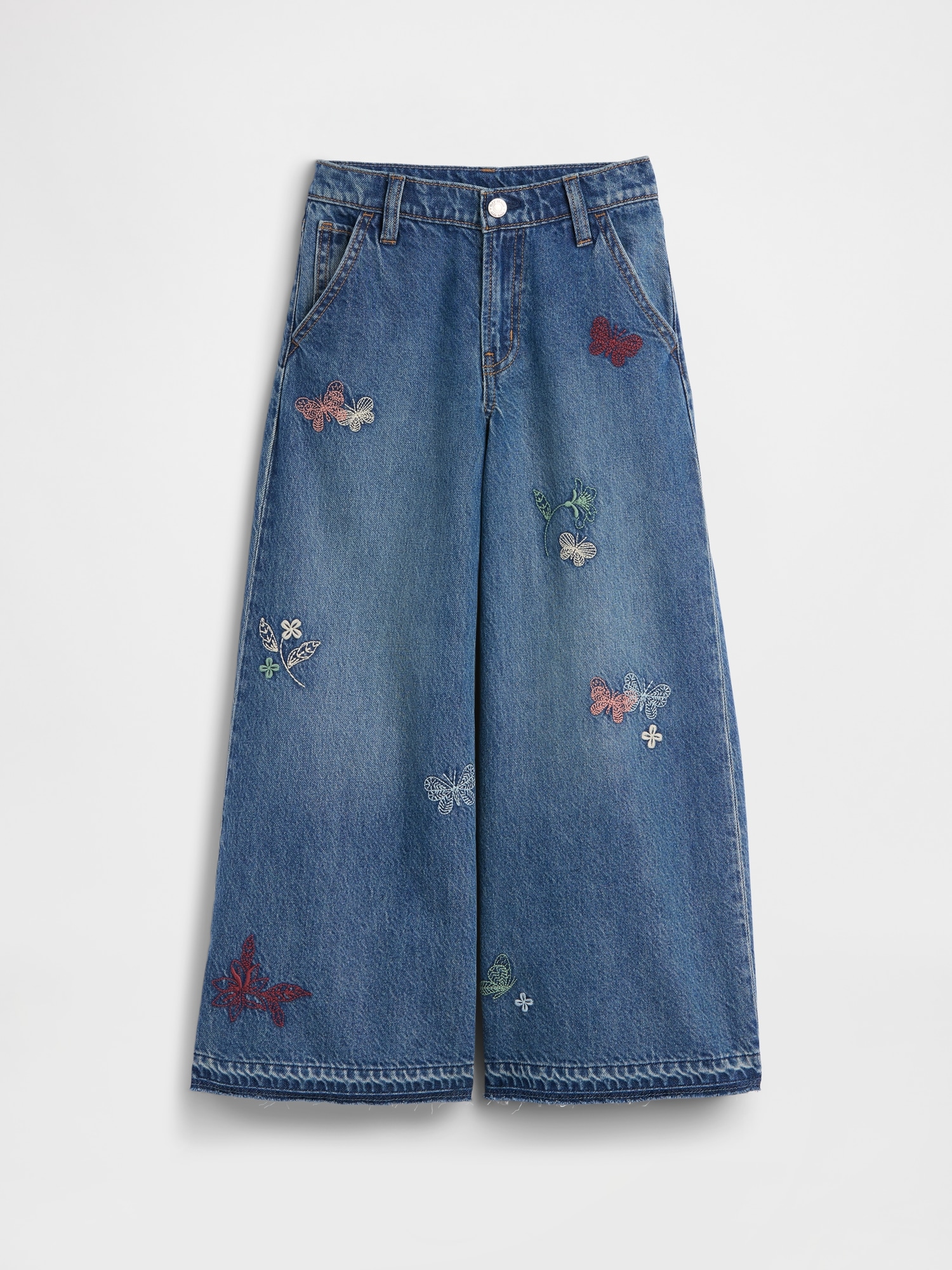 Kids Low Rise Embroidered Baggy Jeans