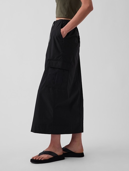Image number 3 showing, Poplin Easy Cargo Maxi Skirt