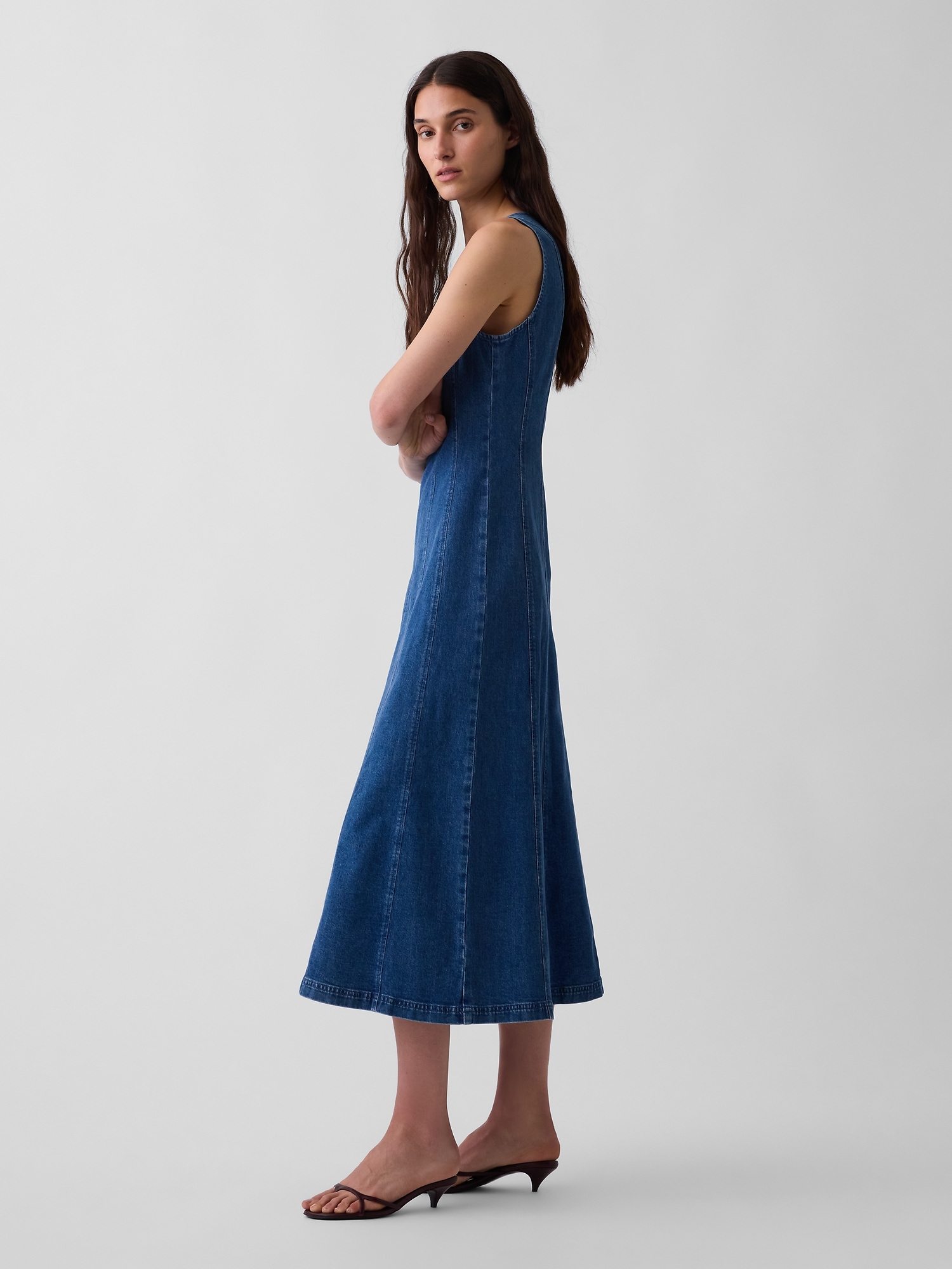 Seamed Denim Maxi Dress