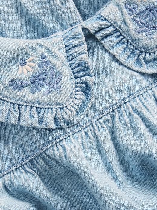 Image number 3 showing, Baby Embroidered Denim Bubble Bodysuit