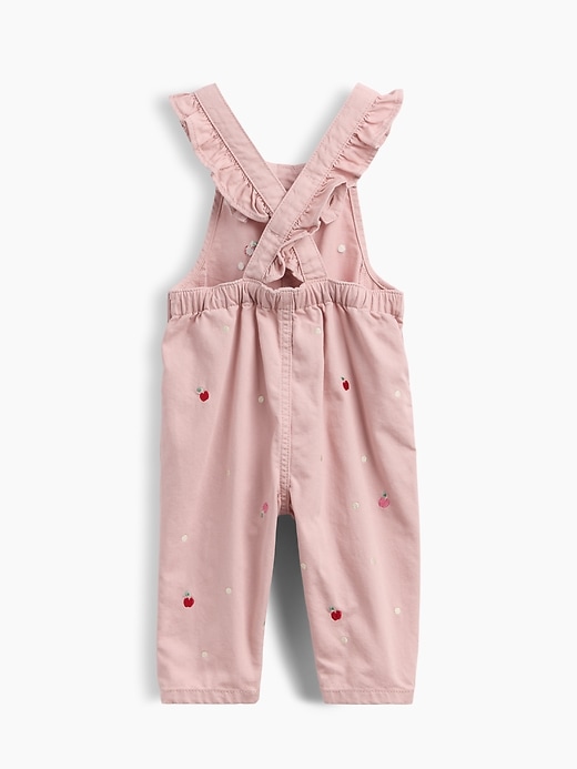 Image number 2 showing, Baby Embroidered Apple Ruffle Overalls