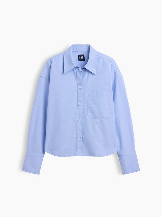 Organic Cotton Oversized Crop Oxford Shirt | Gap