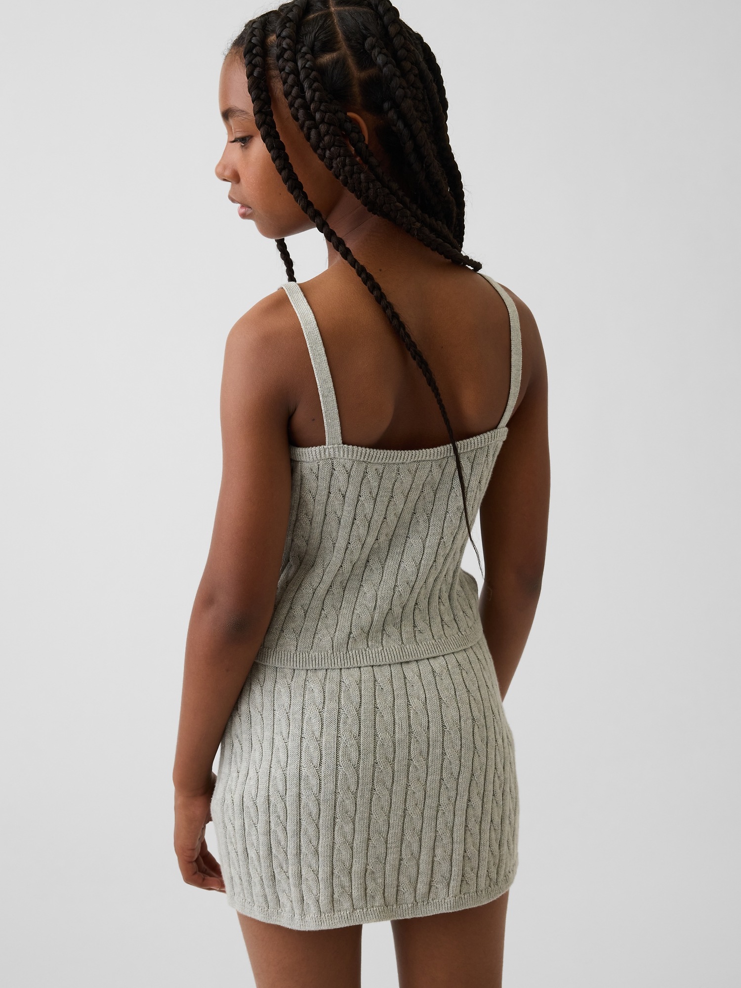 Детский свитер Gap 100% Cotton Cable-Knit Sweater Cami, цвет: Серый — фото 3