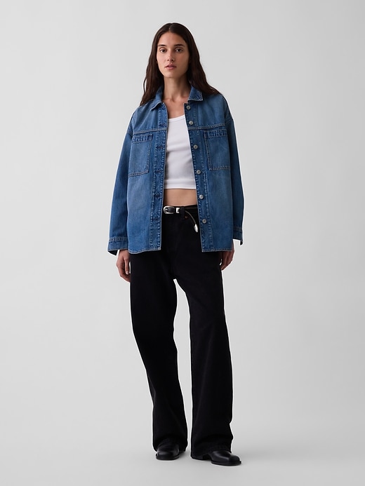 Image number 2 showing, Denim Oversized Shirt Jacket