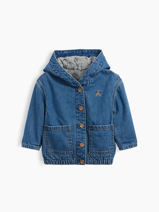 Image number 1 showing, Baby Jersey-Lined Hooded Denim Jacket