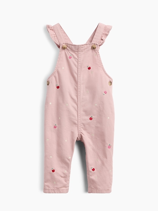 Image number 1 showing, Baby Embroidered Apple Ruffle Overalls