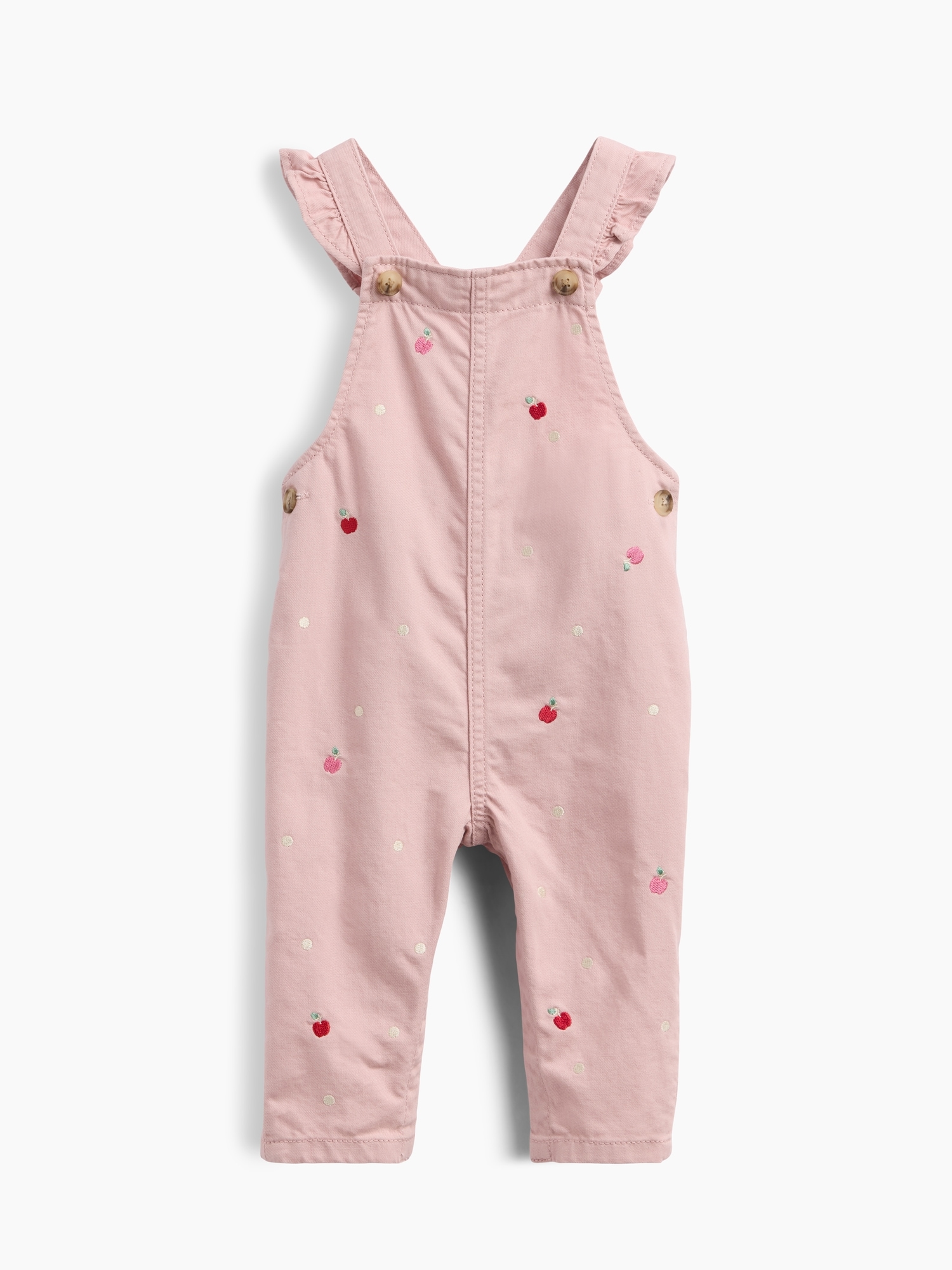 Baby Embroidered Apple Ruffle Overalls