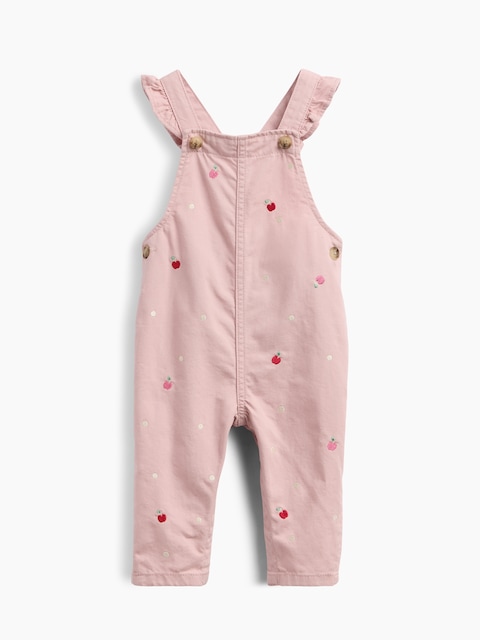 Baby Embroidered Apple Ruffle Overalls