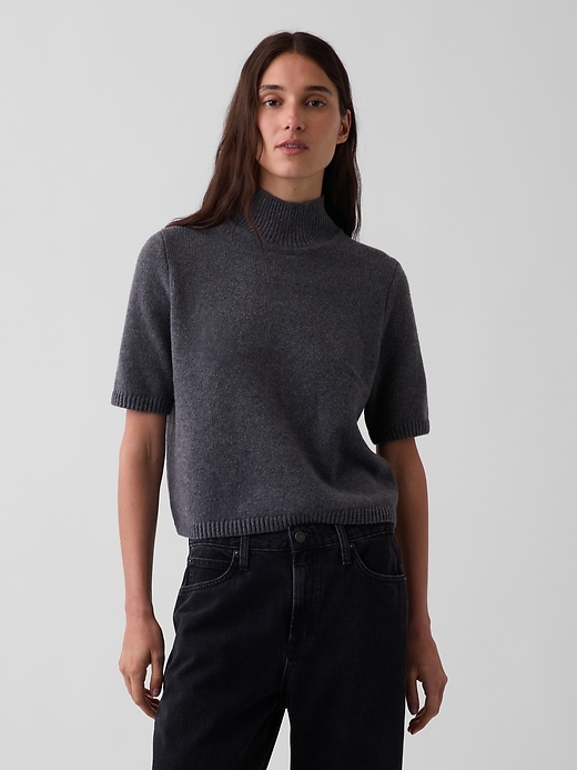 CashSoft Mockneck Elbow-Sleeve Sweater | Gap