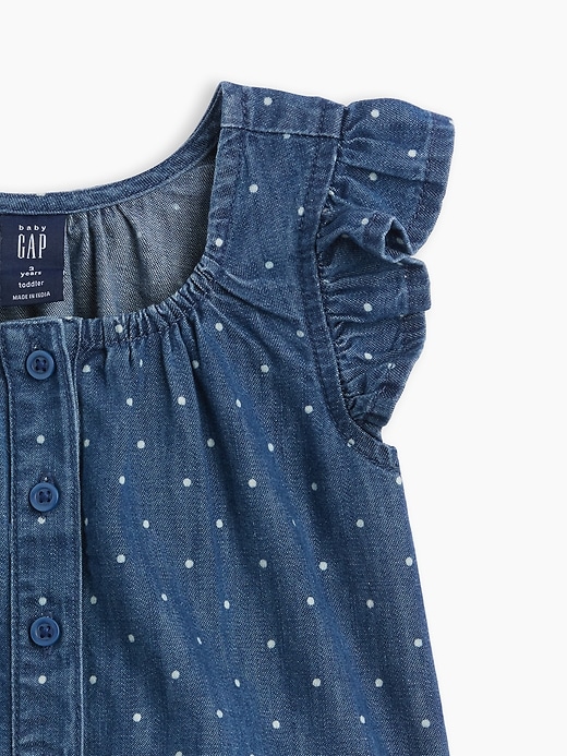 Image number 3 showing, Baby Denim Dot Ruffle Outfit Set