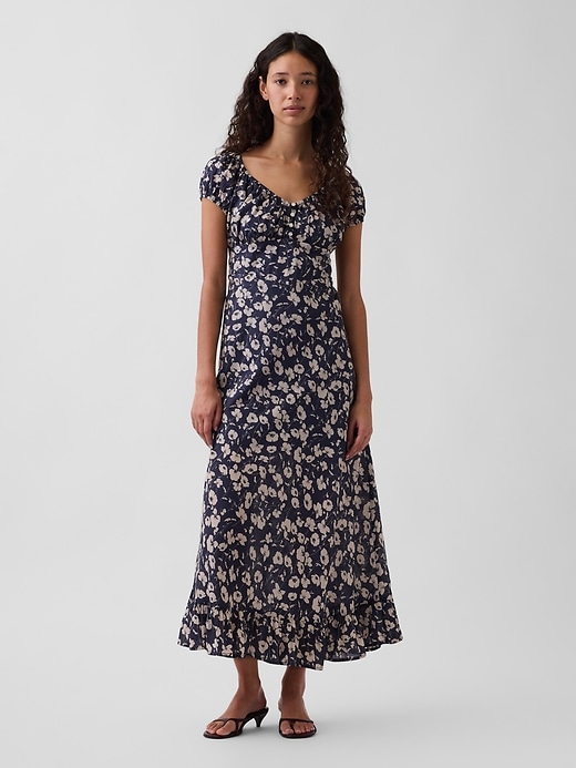 gap outlet maxi dress Gap Factory Women's Sleeveless Tie-Front Maxi Dress Red Floral Print Size XL