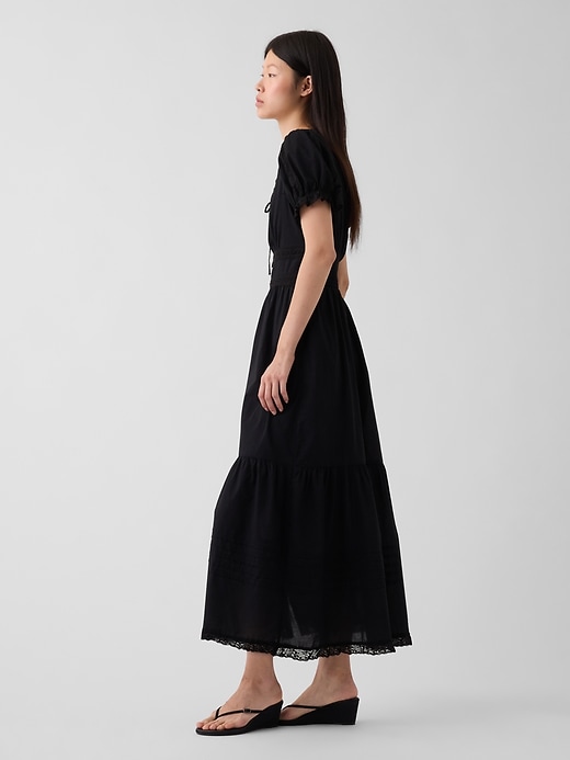Image number 3 showing, Scoop-Neck Lace-Trim Tiered Maxi Dress