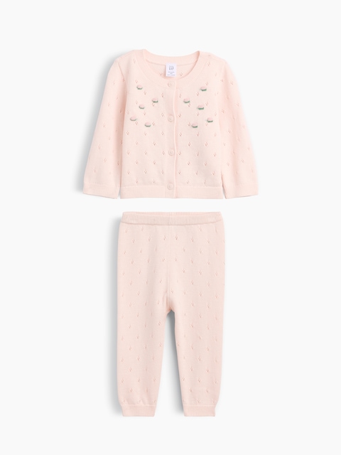 Baby Embroidered Pointelle Sweater Set