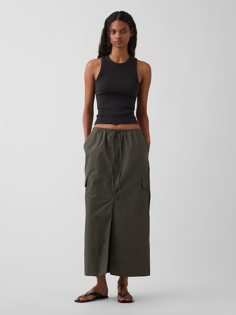 Poplin Easy Cargo Maxi Skirt