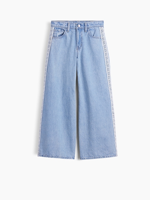 Image number 2 showing, Kids Low Rise Lace-Trim Baggy Jeans