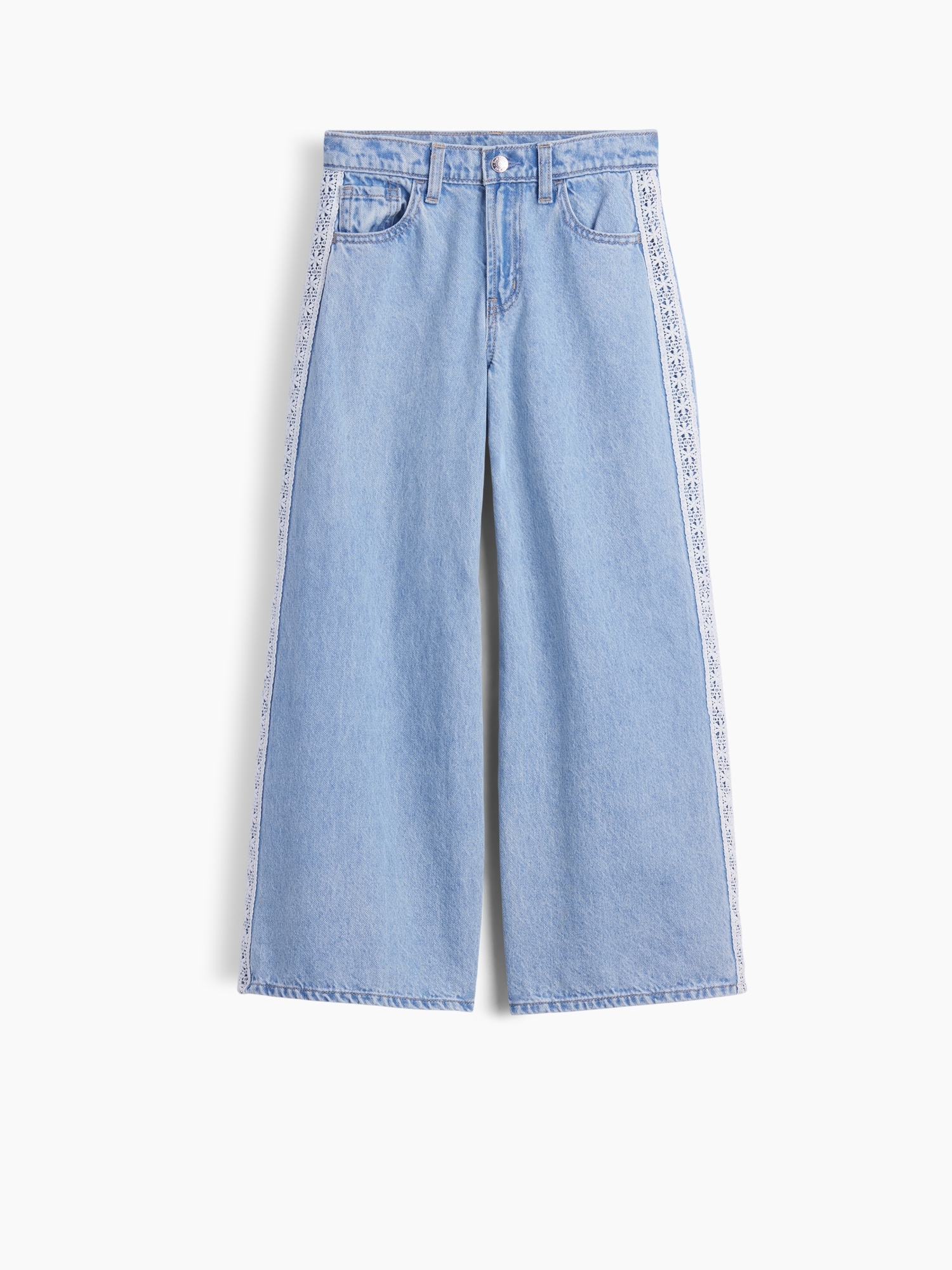 Kids Low Rise Lace-Trim Baggy Jeans
