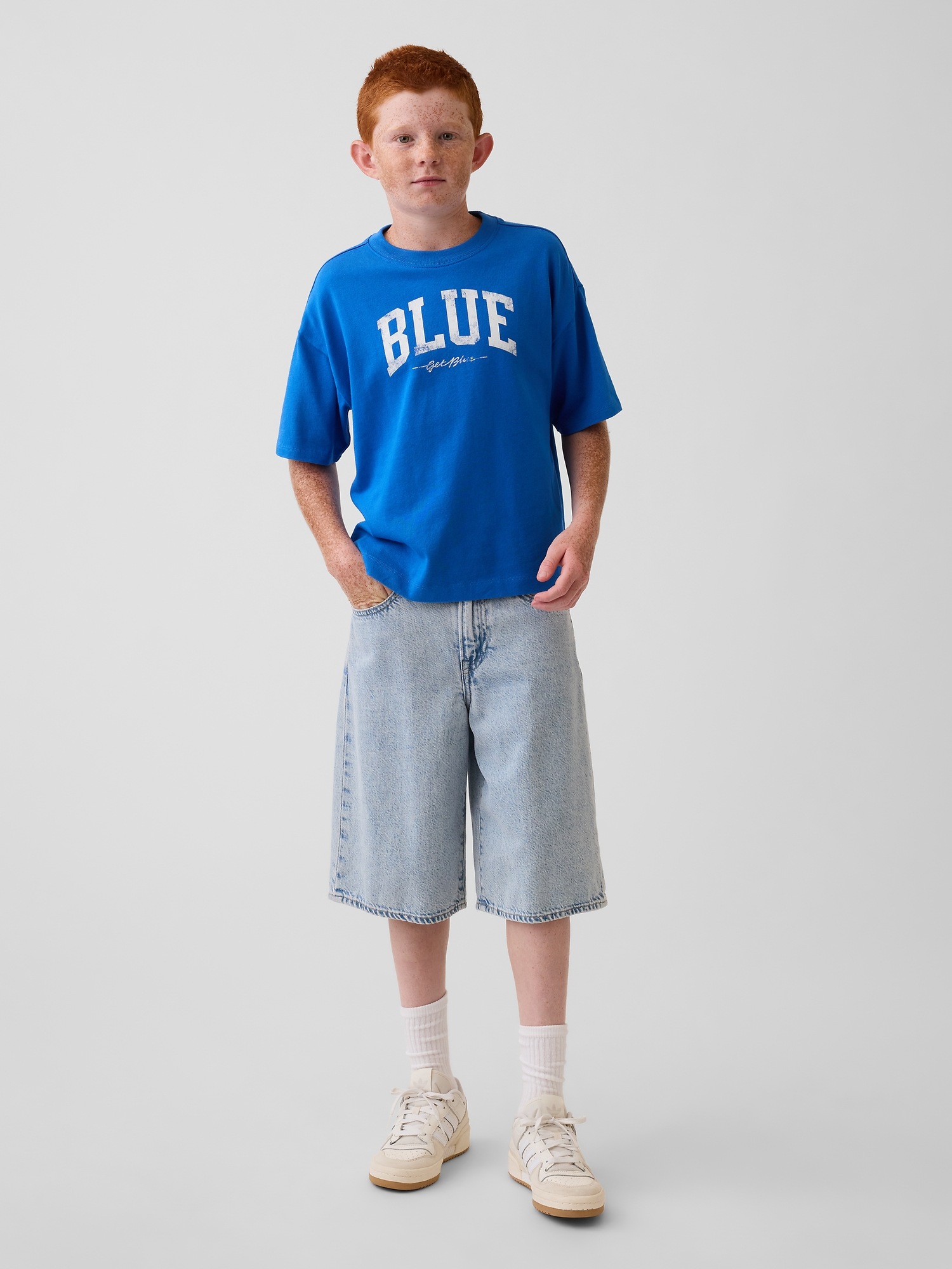 Детские футболки Gap Get Blue Kids Relaxed Logo T-Shirt — фото 3