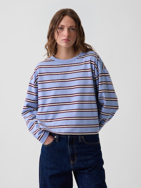 Knit Oversized Crop T-Shirt