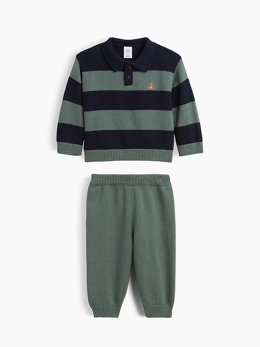 Image number 1 showing, Baby Stripe Polo Sweater Outfit Set