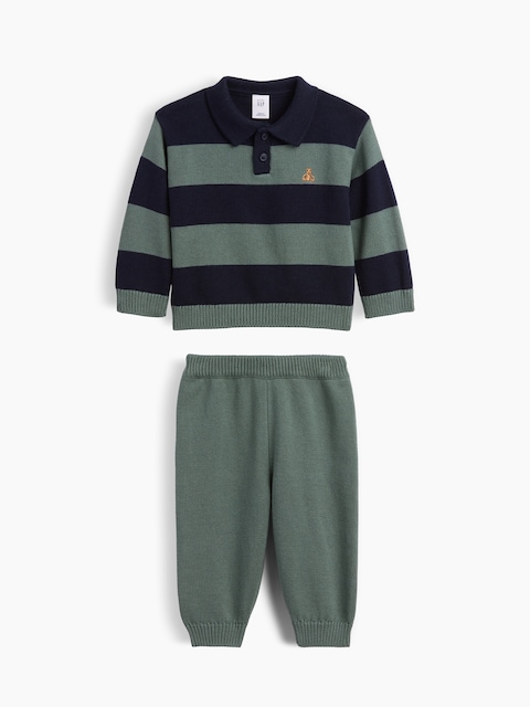 Baby Stripe Polo Sweater Outfit Set