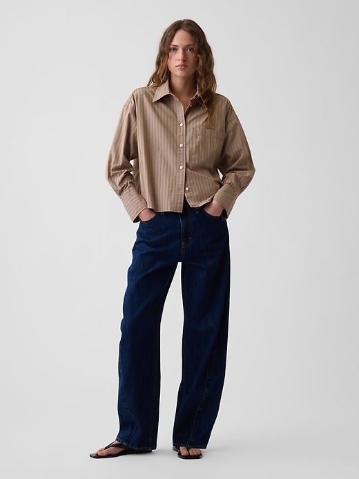 Image number 2 showing, Organic Cotton Poplin Oversized Crop Shirt